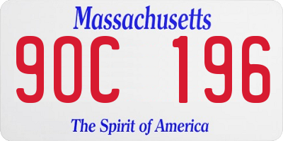 MA license plate 9OC196