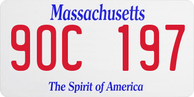 MA license plate 9OC197