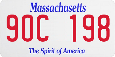 MA license plate 9OC198