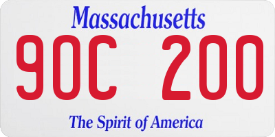 MA license plate 9OC200
