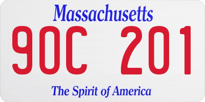 MA license plate 9OC201