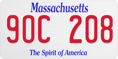 MA license plate 9OC208