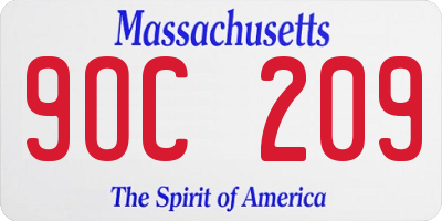 MA license plate 9OC209