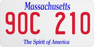 MA license plate 9OC210
