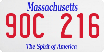 MA license plate 9OC216