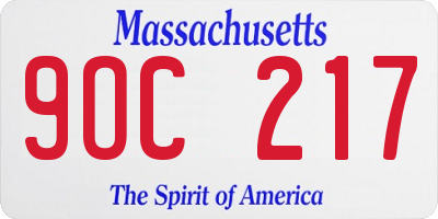 MA license plate 9OC217