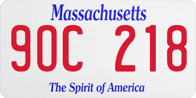 MA license plate 9OC218