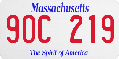 MA license plate 9OC219