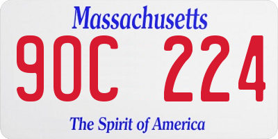 MA license plate 9OC224
