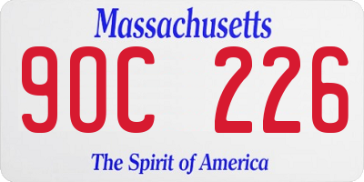 MA license plate 9OC226