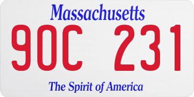 MA license plate 9OC231