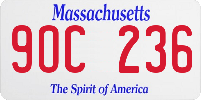 MA license plate 9OC236