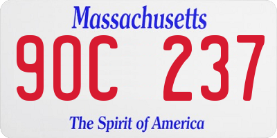 MA license plate 9OC237