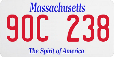 MA license plate 9OC238