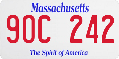 MA license plate 9OC242