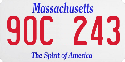 MA license plate 9OC243