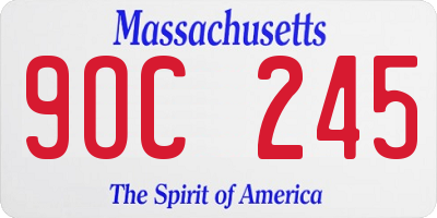 MA license plate 9OC245