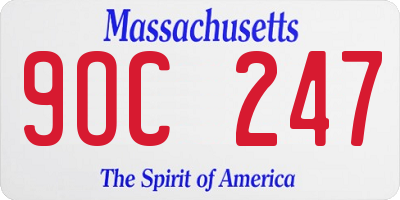 MA license plate 9OC247
