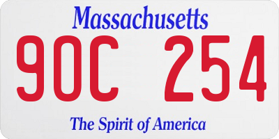 MA license plate 9OC254