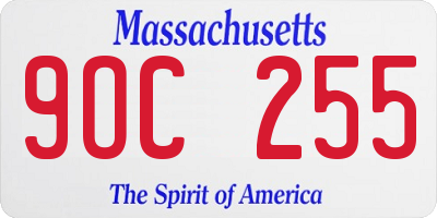 MA license plate 9OC255
