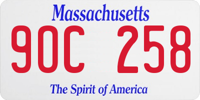 MA license plate 9OC258