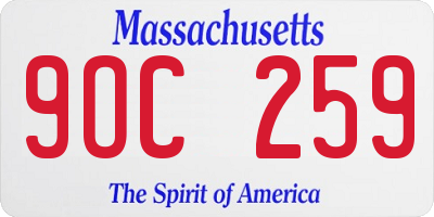 MA license plate 9OC259