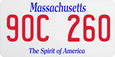 MA license plate 9OC260
