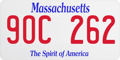 MA license plate 9OC262