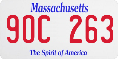 MA license plate 9OC263