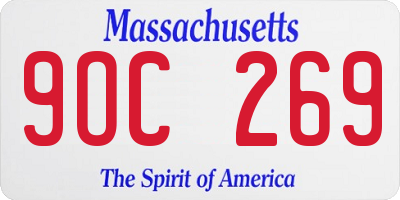 MA license plate 9OC269