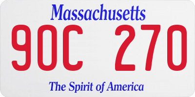MA license plate 9OC270