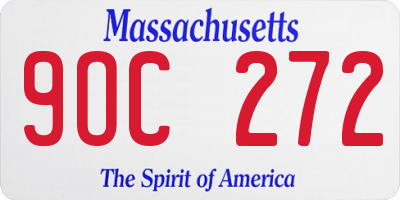 MA license plate 9OC272