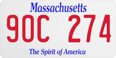 MA license plate 9OC274