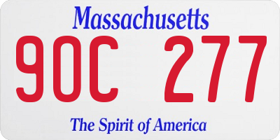 MA license plate 9OC277