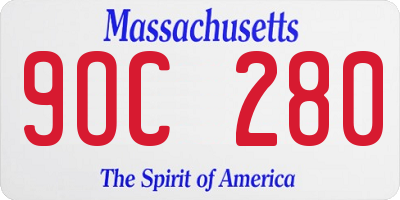 MA license plate 9OC280