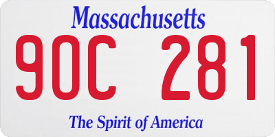 MA license plate 9OC281