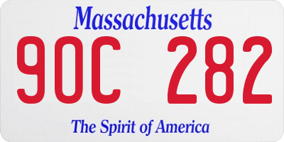MA license plate 9OC282