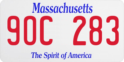 MA license plate 9OC283