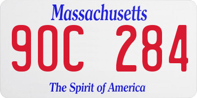 MA license plate 9OC284