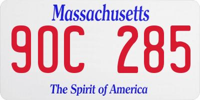MA license plate 9OC285