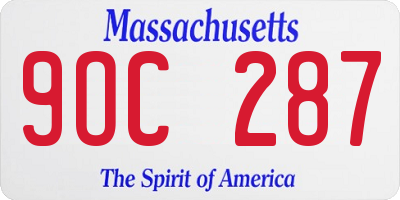 MA license plate 9OC287