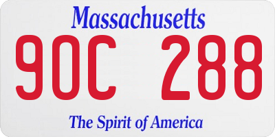 MA license plate 9OC288