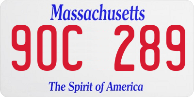 MA license plate 9OC289