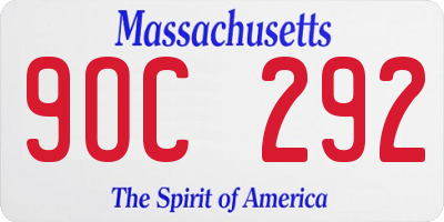 MA license plate 9OC292
