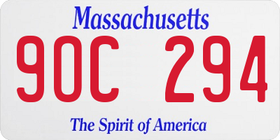 MA license plate 9OC294