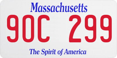 MA license plate 9OC299