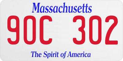 MA license plate 9OC302