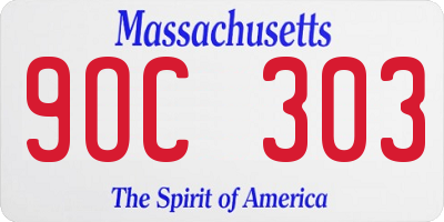 MA license plate 9OC303