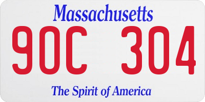 MA license plate 9OC304