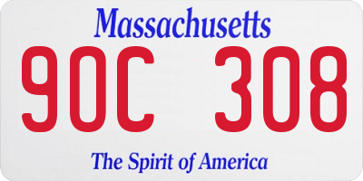 MA license plate 9OC308